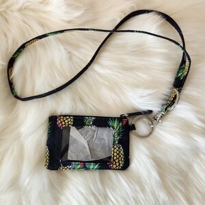 Vera Bradley Black Pineapple ID Lanyard
